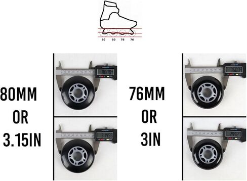 Player's Choice Inline Skate Wheels Hilo Set 76mm / 80mm 82A Black Outdoor Hockey in Kuwait