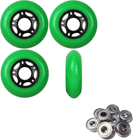 Player's Choice Outdoor Inline Skate Wheels 89a 4-Pack with ABEC 9 Bearings - Choose Size and Color - Outside Formula for Concrete and Asphalt Skating in Kuwait