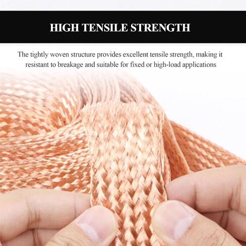 5 Meters Flat Copper Braided Grounding Strap, Flexible Earth Braid Ground Cable Width 5-30Mm Suitable for Electrical Connection, 25mm(Width 6mm) in Saudi Arabia