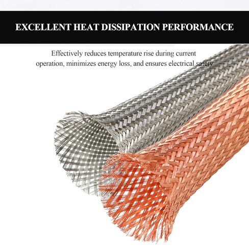 5 Meters Flat Copper Braided Grounding Strap, Flexible Earth Braid Ground Cable Width 5-30Mm Suitable for Electrical Connection, 25mm(Width 6mm) in Saudi Arabia