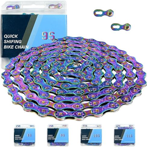 Rainbow 8 Speed Bike Chain, 1/2" x 3/32" 116 Links for Road Bike Mountain Bike (8 Speed Chain) in Saudi Arabia