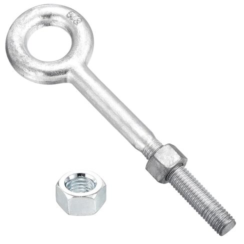 METALLIXITY Eye Bolt with Nuts (5/8"x8") 1Set, Zinc-Plated Carbon Steel Machinery Lifting Ring Threaded Eye Bolt - for Load Hoisting, White in Saudi Arabia