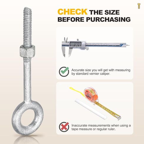 METALLIXITY Eye Bolt with Nuts (5/8"x8") 1Set, Zinc-Plated Carbon Steel Machinery Lifting Ring Threaded Eye Bolt - for Load Hoisting, White in Saudi Arabia