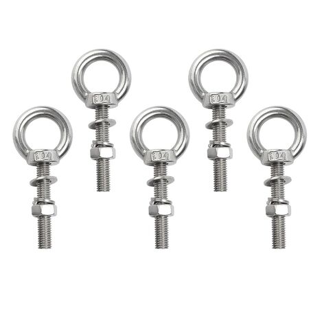 5 عبوات من مسامير العين المصنوعة من الفولاذ المقاوم للصدأ M6 مع غسالة صواميل، M6 × 35 مم (1/4 بوصة × 1.4 بوصة) مسمار طويل لرفع الكتف، مسامير ذات عيون ملولبة شديدة التحمل للاستخدام في المنزل والأثاث والأرجوحة والأماكن الداخلية والخارجية in Kuwait