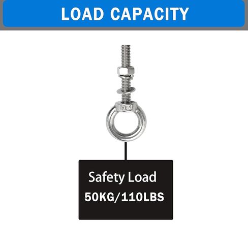 5 عبوات من مسامير العين المصنوعة من الفولاذ المقاوم للصدأ M6 مع غسالة صواميل، M6 × 35 مم (1/4 بوصة × 1.4 بوصة) مسمار طويل لرفع الكتف، مسامير ذات عيون ملولبة شديدة التحمل للاستخدام في المنزل والأثاث والأرجوحة والأماكن الداخلية والخارجية in Kuwait