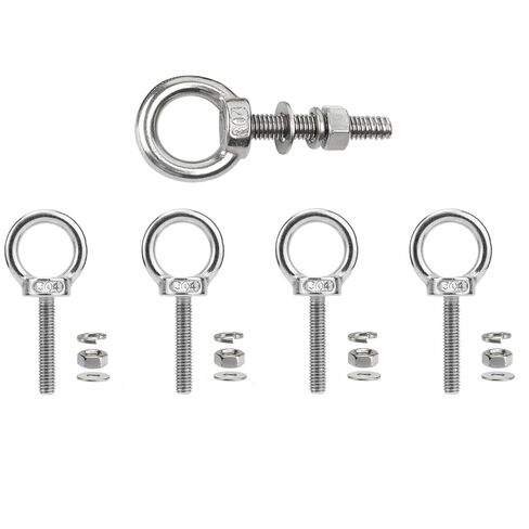 5 عبوات من مسامير العين المصنوعة من الفولاذ المقاوم للصدأ M6 مع غسالة صواميل، M6 × 35 مم (1/4 بوصة × 1.4 بوصة) مسمار طويل لرفع الكتف، مسامير ذات عيون ملولبة شديدة التحمل للاستخدام في المنزل والأثاث والأرجوحة والأماكن الداخلية والخارجية in Kuwait