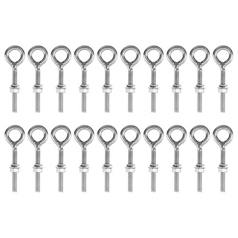 20 Pcs M5 Eye Bolt with Nuts and Washers 304 Stainless Steel Threaded Rod Heavy Duty Marine Grade Eyelet Bolt Screw for Swing Hang Tie Down Outdoor Securing Cable, Circle in Kuwait