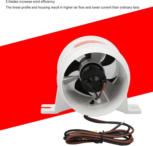منفاخ مضمن 12 فولت للقارب 4 بوصة منفاخ هواء بيلج DC12V 235CFM تدفق هواء عالي كهربائي بحري في الخط مروحة للقوارب RVs واليخوت in Saudi Arabia