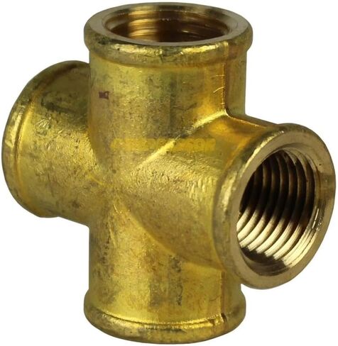 تركيب سن أنبوب متقاطع لضاغط الهواء 102F - لجزء توصيل نظام أنابيب الهواء المضغوط - تركيب سن 4 اتجاهات/أجزاء ضاغط الهواء - 1/2 بوصة أنثى نحاس FNPT مزورة ذهبي متساوي in Kuwait