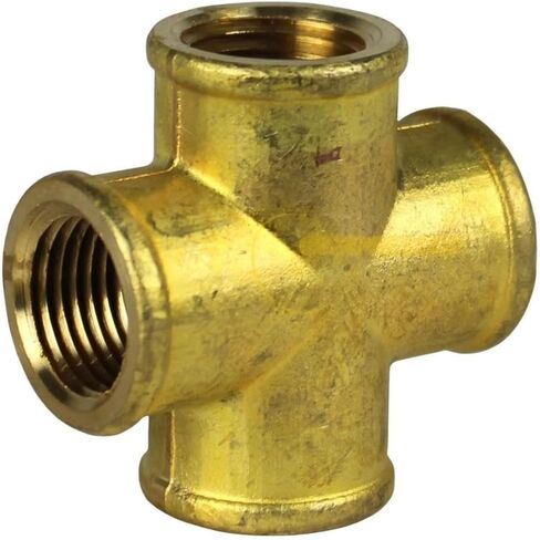 تركيب سن أنبوب متقاطع لضاغط الهواء 102F - لجزء توصيل نظام أنابيب الهواء المضغوط - تركيب سن 4 اتجاهات/أجزاء ضاغط الهواء - 1/2 بوصة أنثى نحاس FNPT مزورة ذهبي متساوي in Kuwait