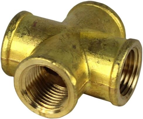 تركيب سن أنبوب متقاطع لضاغط الهواء 102F - لجزء توصيل نظام أنابيب الهواء المضغوط - تركيب سن 4 اتجاهات/أجزاء ضاغط الهواء - 1/2 بوصة أنثى نحاس FNPT مزورة ذهبي متساوي in Kuwait