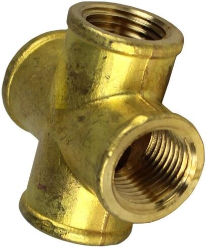 تركيب سن أنبوب متقاطع لضاغط الهواء 102F - لجزء توصيل نظام أنابيب الهواء المضغوط - تركيب سن 4 اتجاهات/أجزاء ضاغط الهواء - 1/2 بوصة أنثى نحاس FNPT مزورة ذهبي متساوي in Kuwait