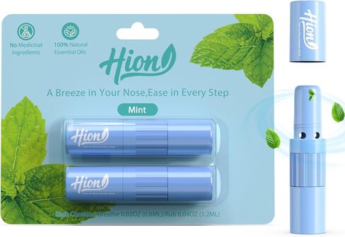 Hion Nausea Relief Inhaler 100% Natural Essential Oil,Dual-Use for Motion Sickness,Morning Sickness,Sea Sickness and Stress with Fast-Acting Relief,Mint,1 Pcs in Kuwait
