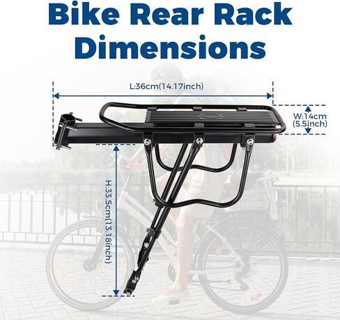 MEGHNA Bike Rear Rack Large Capacity Stable Bike Rear Cargo Detachable Universal Fit for Most Bikes Easy to Install with Reflector for Mountain Bike Road Bike Cruiser Bike etc. in Saudi Arabia
