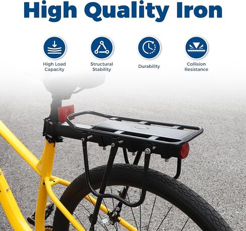 MEGHNA Bike Rear Rack Large Capacity Stable Bike Rear Cargo Detachable Universal Fit for Most Bikes Easy to Install with Reflector for Mountain Bike Road Bike Cruiser Bike etc. in Saudi Arabia