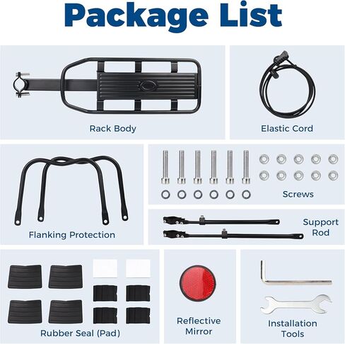 MEGHNA Bike Rear Rack Large Capacity Stable Bike Rear Cargo Detachable Universal Fit for Most Bikes Easy to Install with Reflector for Mountain Bike Road Bike Cruiser Bike etc. in Saudi Arabia