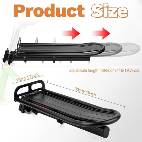 ZUKKA Rear Bike Rack Adjustable Aluminum Alloy Bicycle Cargo Rack with Quick Release Clamp Includes Tie Straps in Saudi Arabia