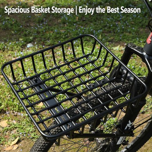رف سلة الدراجة الأمامي، رف أمامي للدراجة من الألومنيوم مع دعامات قابلة للتعديل، متوافق مع شوكة التعليق والدراجة الإلكترونية للدراجات مقاس 26-29 بوصة، يتضمن شبكة شحن in Kuwait