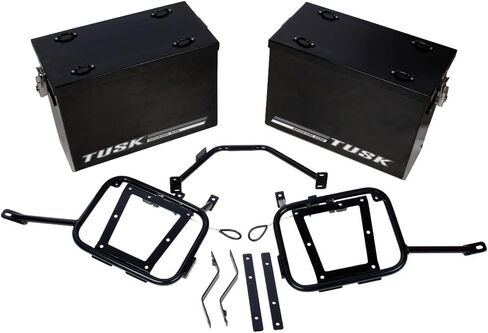 TUSK سلال ألومنيوم مع رفوف Pannier V2 كبيرة | مجموعة كاملة | ترانس ألب XL-750|2024| (فضي، متوسط) in Saudi Arabia