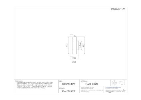 Sealmaster SF-24 Standard Duty Flange Unit, 4 Bolt, Regreasable, Felt Seals, Setscrew Locking Collar, Cast Iron Housing, 1-1/2" Bore, 5-1/8" Overall Length, 4" Bolt Hole Spacing Width, 9/16" Flange Height, ±2 Degrees Misalignment Angle in Kuwait