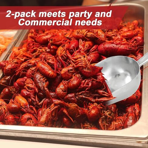 2 Pcs 58-ounce Metal Ice Scoop Large Crawfish Scoop Aluminum Utility Scooper Round Bottom Crawfish Boil Party Supplies for Pet Food Rock Salt Seafood Cat Litter Kitchen Bar Ice Machine in Kuwait
