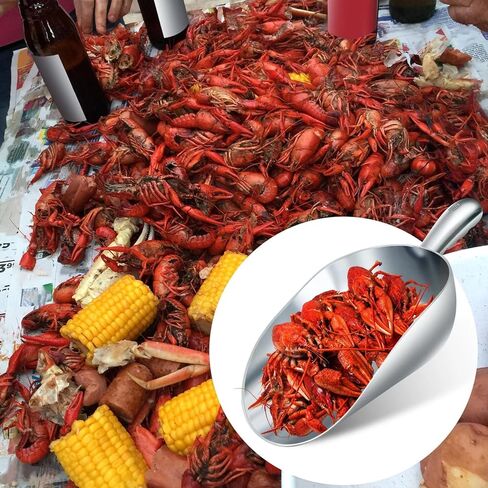 2 Pcs 58-ounce Metal Ice Scoop Large Crawfish Scoop Aluminum Utility Scooper Round Bottom Crawfish Boil Party Supplies for Pet Food Rock Salt Seafood Cat Litter Kitchen Bar Ice Machine in Kuwait