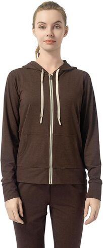 Women's Stretch Athletic Full Zip Hoodie - Kangaroo Pockets, Comfort Workout Jacket for Active & Relaxed Days in Saudi Arabia