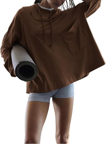 قمصان نسائية ذات قلنسوة خفيفة الوزن من Topstype بأكمام طويلة وكبيرة الحجم in Kuwait