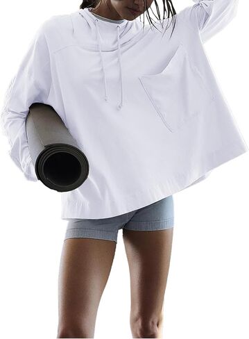 Topstype Women's Lightweight Hooded Tops Oversized Long Sleeve Shirts in Saudi Arabia