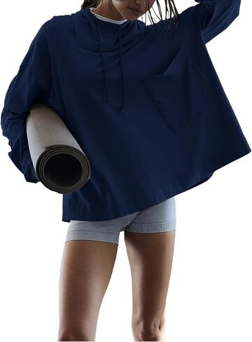 Topstype Women's Lightweight Hooded Tops Oversized Long Sleeve Shirts in Saudi Arabia