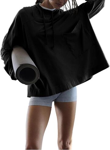 Topstype Women's Lightweight Hooded Tops Oversized Long Sleeve Shirts in Saudi Arabia