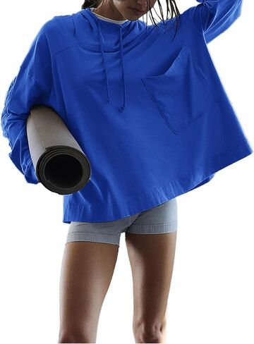 Topstype Women's Lightweight Hooded Tops Oversized Long Sleeve Shirts in Saudi Arabia