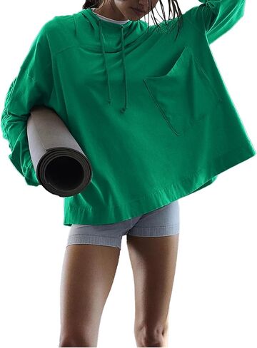 Topstype Women's Lightweight Hooded Tops Oversized Long Sleeve Shirts in Saudi Arabia