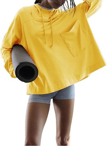 Topstype Women's Lightweight Hooded Tops Oversized Long Sleeve Shirts in Saudi Arabia