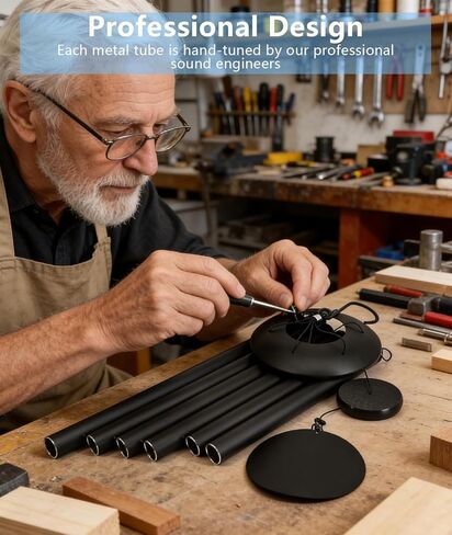 45 Inch Memorial Wind Chimes Outdoor, Large Deep Tone with 6 Heavy Aluminum Tubes, Hand-Tuned Sympathy Gift for Loss of Loved One, Garden Hanging Decor for Yard, Black (45") in Kuwait