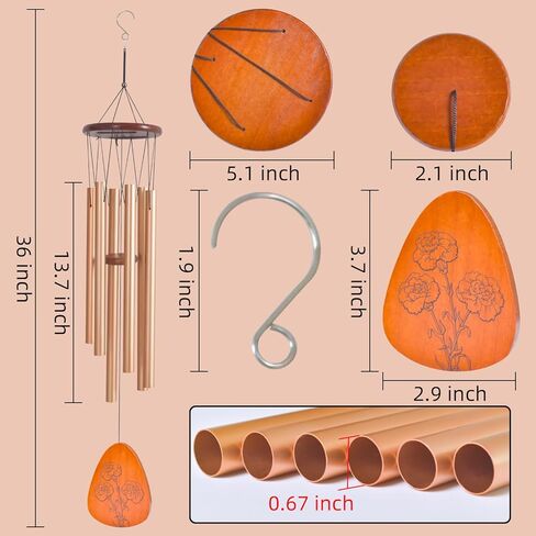 Gifts for Mom, 35'' Moms Wind Chimes, Thanksgiving Mother's Day Christmas Valentines Day Gift for Mom, Mother Birthday Gift from Daughter Son, Love Reminder Gifts in Saudi Arabia