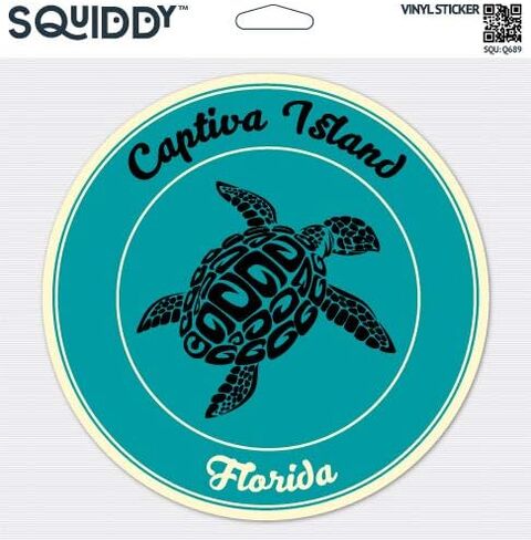 Squiddy Captiva Island Florida - ملصق فينيل للسيارة والكمبيوتر المحمول والكمبيوتر المحمول (ارتفاع 4 بوصات) in Saudi Arabia