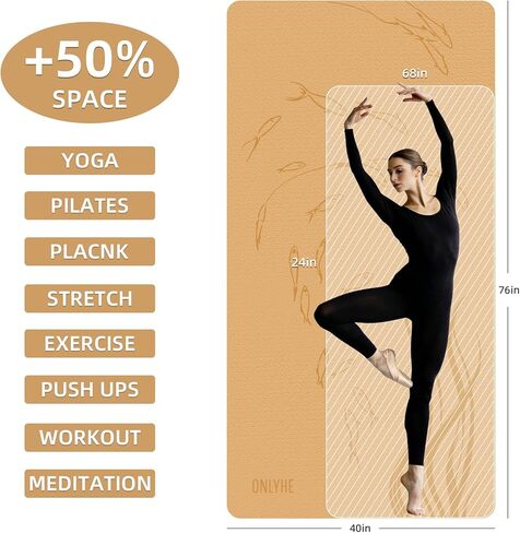 Extra Wide Thick Yoga Mat for Women and Men 76"x 40"x 10mm TPE Exercise Mat, Large-sized Non-slip Gym Yoga Mat,Workout mat,Pilates in Saudi Arabia