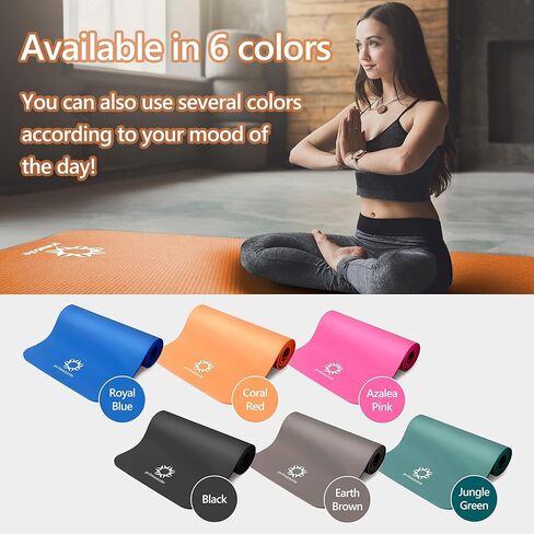 سجادة يوجا سميكة من Primasole، سجادة NBR سميكة للغاية بسمك 1/2 بوصة مع ثبات معزز - تصميم محكم، بساط خفيف الوزن مع حزام حمل وحقيبة لليوجا والبيلاتيس وصالة الألعاب الرياضية والاستخدام المنزلي (ألوان خضراء داكنة) in Kuwait