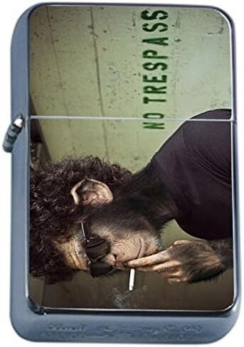 Flip Top Oil Lighter Funny Smoking Animal S3 Monkey Smoking Includes Silver Case in Kuwait