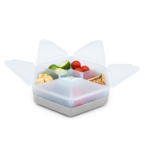 melii Hexagonal Snackle Box - 6 Separate Compartments with Hinged Lids, Easy to Hold Divided Snack Container, Food Storage for Kids and Adults, Arts & Crafts, Beads, BPA-Free (Blue) in Kuwait