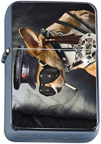 Flip Top Oil Lighter Funny Smoking Animal S1 Dog Smoking Includes Silver Case in Kuwait