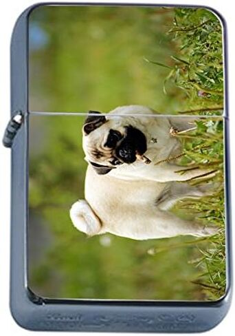 Flip Top Oil Lighter Funny Smoking Animal S12 Smoking Pug Dog Includes Silver Case in Kuwait