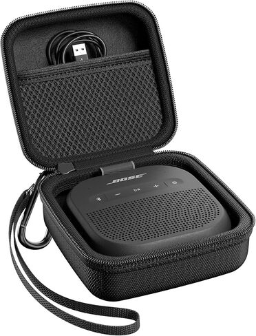 حقيبة حمل ProCase لجهاز Bose SoundLink Micro 2nd/1st Gen & Anker Soundcore Boom Go 3i، حقيبة مكبر صوت صغيرة محمولة لتخزين السفر مع حلقة تسلق وحزام يد - أسود in Saudi Arabia