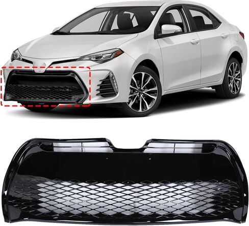 PENSUN Front Bumper Upper and Lower Grilles Fit for Toyota Corolla SE XSE 2017 2018 2019, Black Front Bumper Grill Assembly in Kuwait