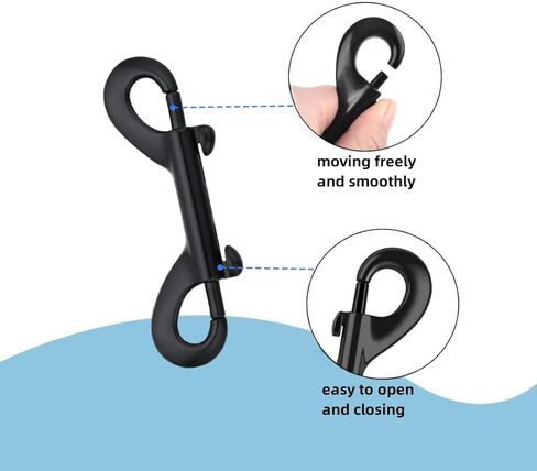 قطعتان من أزرار كبس مزدوجة الأطراف، مشبك معدني من سبائك الزنك مقاس 10.16 سم، خطافات سوداء مزدوجة الأطراف لمقود الكلاب الأليفة، حامل المفاتيح، حلقة تسلق، المنزل، المزرعة. in Kuwait