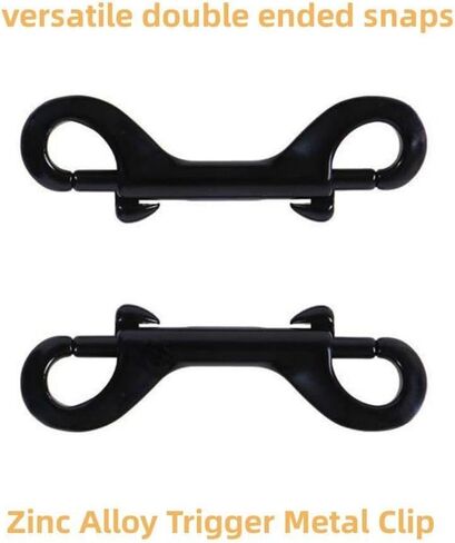 قطعتان من أزرار كبس مزدوجة الأطراف، مشبك معدني من سبائك الزنك مقاس 10.16 سم، خطافات سوداء مزدوجة الأطراف لمقود الكلاب الأليفة، حامل المفاتيح، حلقة تسلق، المنزل، المزرعة. in Kuwait
