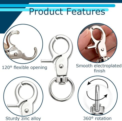 36PCS Trigger Snap Hooks, 2.36" Zinc Alloy Heavy Duty Swivel Clasp Metal Snap Clips for Dog Leash, Pet Cages, Key Chains, Bags in Kuwait