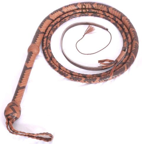 إنديانا جونز ستايل جلد بني داكن السوط جلد البقر الحقيقي جلد الثور السوط 6Ft و 8 قدم سوط in Kuwait