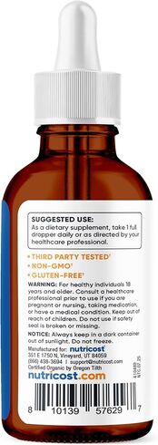 Nutricost Organic Vitamin B12 (Methylcobalamin) Liquid Drops (5,000mcg) 3.8 Fl. Oz - USDA Organic, OTCO Certified, Vegetarian-Friendly, GMO-Free, Gluten-Free, 115 Servings in Kuwait